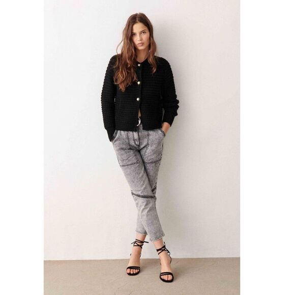 ba&sh Mame Moto Jeans 4 Black NEW - Picture 1 of 11